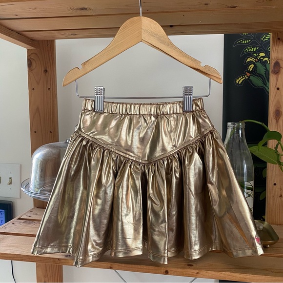 Pink Chicken Alexis Skirt Metallic Gold Lamé - Picture 3 of 13